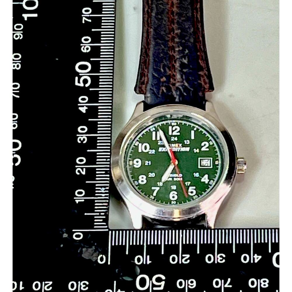 Timex Expedition Mens Watch 36mm Green Dial Leather Indiglo Date *Needs Battery - Picture 13 of 13